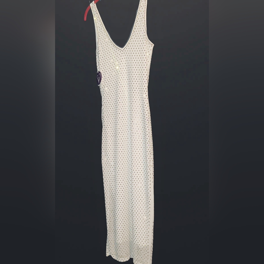 Windsor Midi White Rhinestone dress